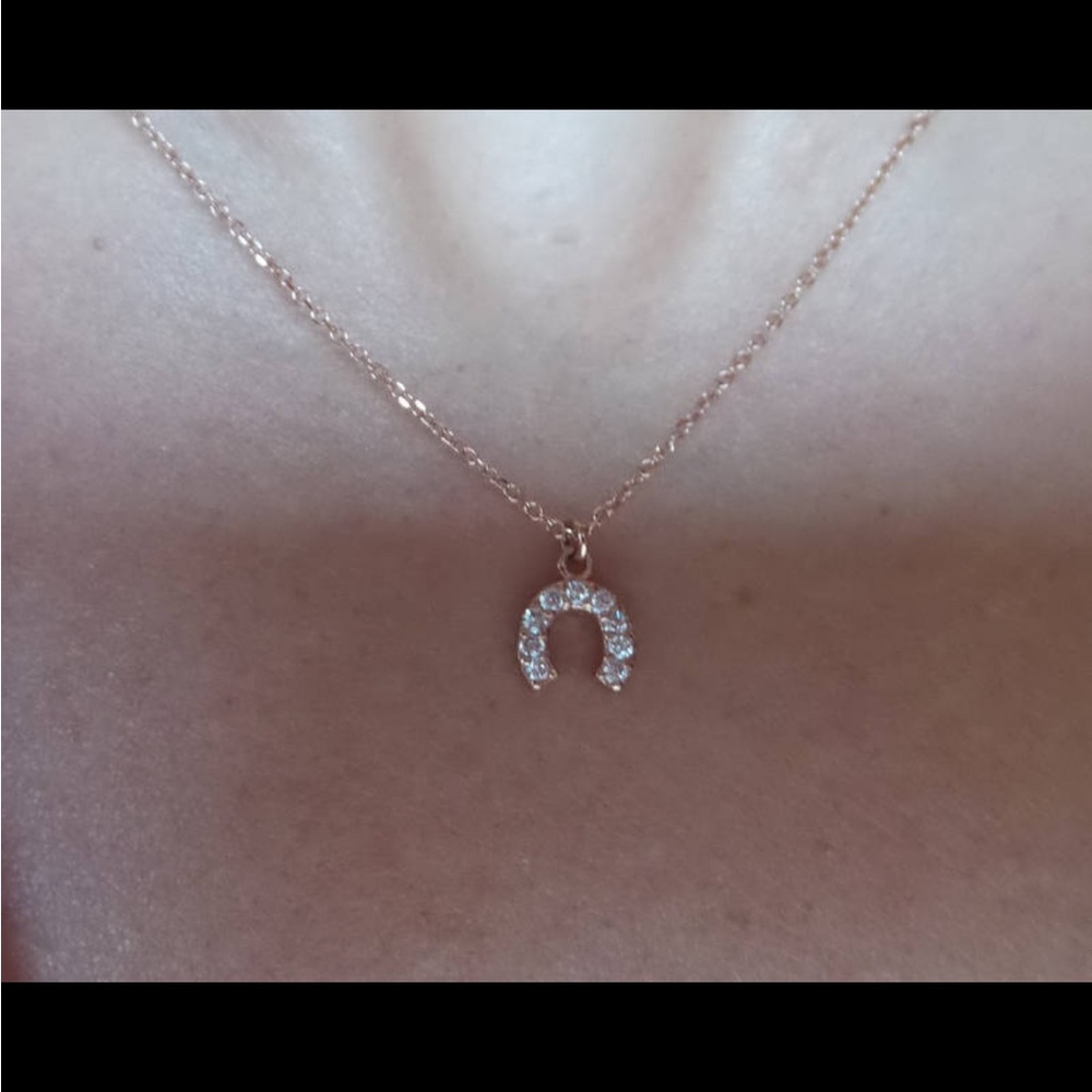 Elegant 14k diamonds Rose Gold Horseshoe Necklace
